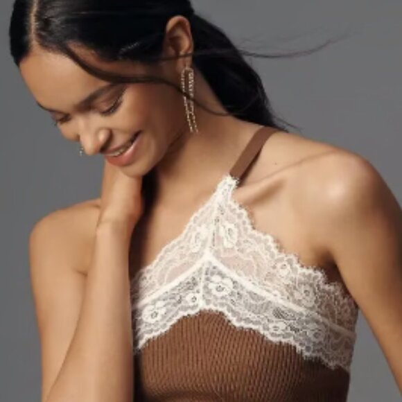 Brand New by Anthropologie Asymmetrical Lace Sweater Tank Top - Picture 5 of 5